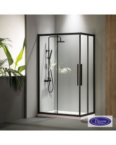 Καμπίνα ντουζιέρας Γωνιακής Εισόδου Corner Entry 90x90 (87-89 εκ.), Devon Flow Clean Glass Black Matt CF90C-400
