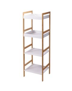 Ραφιέρα Μπάνιου με 4 Ράφια από Bamboo & MDF Natural/White 36x33x110cm MRShome DF-0011000