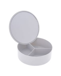 Κουτί Αποθήκευσης PP με Καθρέπτη Φ15x5.5cm White MRShome DF-0060003