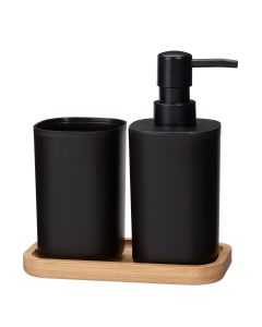 Σετ Μπάνιου από PP 3 Τεμαχίων Black/Natural MRShome DF-0068000