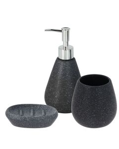Σετ Μπάνιου 3 Τεμαχίων από Δολομίτη Anthracite MRShome  DF-0099002
