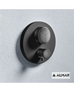 Εξωτερικό τμήμα Θερμοστατικού μίκτη εντοιχισμού 3 εξόδων "PUSH", ALMAR Black Matt E176633-400