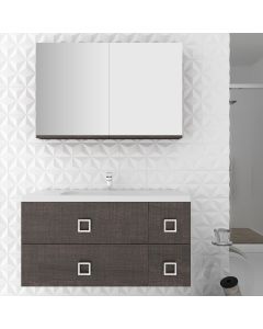 Orabella Mood 100 με τέσσερα Συρτάρια - Κρεμαστό Έπιπλο Μπάνιου με πορσελάνινο νιπτήρα Tecla και καθρέπτη ντουλάπ F60161-70141-70107-60161