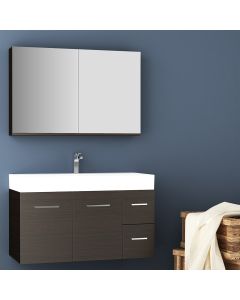 Orabella Amabile 100 με δύο Πόρτες και δύο Συρτάρια - Κρεμαστό Έπιπλο Μπάνιου με πορσελάνινο νιπτήρα Tecla και καθρέπτη ντουλάπι F60164-70147-70107-60164