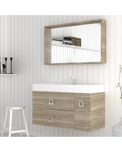 Orabella Touch 101 με δύο Πόρτες - Κρεμαστό Έπιπλο Μπάνιου με πορσελάνινο νιπτήρα Tecla και καθρέπτη ντουλάπι F60168-70153-70107-60168