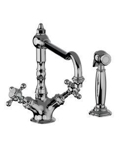 Horus Julia Victoria Julia Victoria Classic Collection - Mono Kitchen Mixer, with Deck Side Handspray / No Waste - Matt Nickel 01.123-NM
