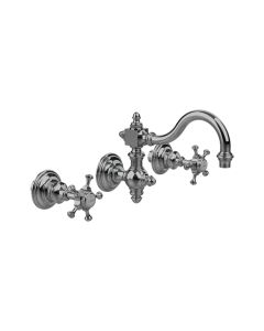 Horus Anthea Classic Collection - Wall Mounted 3 Hole Basin Set for Splashback - Polished Nickel 06.272-NB