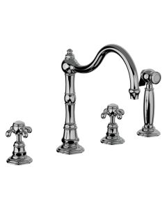 Horus Montmartre Classic Collection - 3-hole Kitchen Mixer with Deck Side Handspray / No Waste - Chrome 07.124-CH