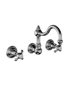 Horus Montmartre Classic Collection - Wall Mounted 3 Hole Basin Set for Splashback Basin with Waste, No Plug - Polished Nickel 07.272-NB