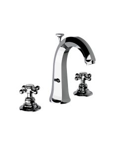 Horus Ascott Classic Collection - 3 Hole Basin Set High Spout with Pop-up Waste, Flexible Hoses - Matt Nickel 20.261-NM