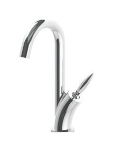 Horus Lave-mains Fleur - Flamme Contemporary Collection - Handbasin Mixer with Metal Handle, Swivel Spout - Chrome 60.710-CH