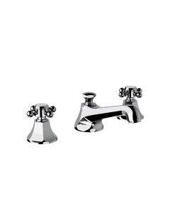 Horus Ascott Classic Collection - 3 Hole Basin Set Small Spout with Pop-up Waste, Flexible Hoses - Polished Nickel 62.260-NB