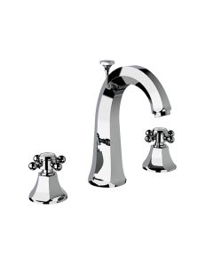 Horus Ascott Classic Collection - 3 Hole Basin Set High Spout with Pop-up Waste, Flexible Hoses. - Matt Nickel 62.261-NM