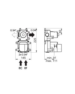 Horus Minoé Contemporary Collection - Insert Box for Thermostatic Mixer with 1 Outlet. - Private: Technical Basic Raw Materials 81.591-BT