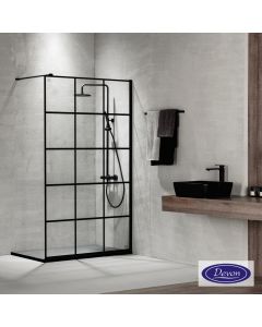 Διαχωριστικό κρύσταλλο ντουζιέρας IWIS Walk-in 70 ρυθμιζόμενo από 67 έως 69εκ., Devon Clean Glass Decor Black Matt IW70DC-400