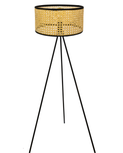 Επιδαπέδιο Φωτιστικό 45x147cm 1xE27 Μεταλλικός Τρίποδας Ψάθινο Καπέλο Etoile LM-417