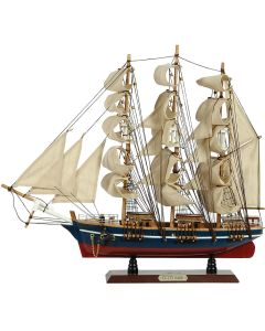 Ξύλινο Παραδοσιακό Καράβι 50 x 10 x 45 (H) cm, Χρώμα Καφέ-Μπλέ Lianos 31111