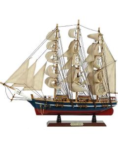 Ξύλινο Παραδοσιακό Καράβι 90 x 16 x 75 (H) cm ,Χρώμα Μπλέ-Κόκκινο Lianos 31115