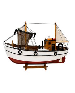 Ξύλινο Παραδοσιακό Καράβι 45 x 13,5 x 34(h)cm,Χρώμα Λευκό - Κόκκινο Lianos 31124