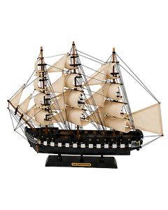 Ξύλινο Παραδοσιακό Καράβι 60 x 12 x 43(h)cm,Χρώμα Μάυρο - Λευκό Lianos 31126