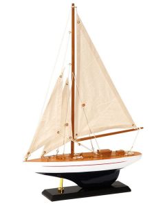 Ξύλινο Παραδοσιακό Καράβι 30 x 6,5 z 43(h)cm,Χρώμα Λευκό - Καφέ Lianos 50190315