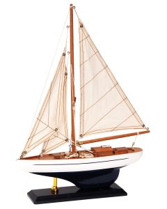 Ξύλινο Παραδοσιακό Καράβι 25 x 6 x 36(h)cm,Χρώμα Λευκό - Μπλέ Lianos 50190322
