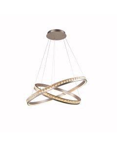 Φωτιστικό Κρεμαστό Αλουμίνο Dark Nickel & Κρύσταλλα K9 77,5xH150cm Led 95w 3000K 4500lm Triac Dimmable Sun Light LUXOR-8+6