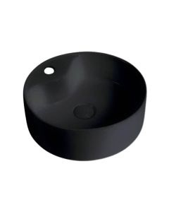 Νιπτήρας Επικαθήμενος Ø46x15,5cm με οπή Μπαταρίας Πορσελάνη Ceramita Ring Black Matt