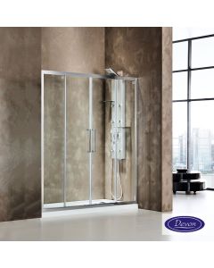 Συρόμενη διπλή πόρτα καμπίνας ντουζιέρας Primus Plus 200 ύψους 195εκ.  ρυθμιζόμενη από 197 έως 201εκ. Devon Clean Glass Chrome SL2T200C-100