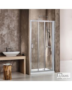 Συρόμενη τριπλή πόρτα καμπίνας ντουζιέρας AXIS 110 ύψους 185εκ.  ρυθμιζόμενη από 107 έως 111εκ. Clean Glass Chrome SL3X110C-100