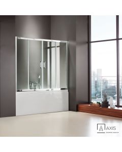 Συρόμενη διπλή πόρτα καμπίνας μπανιέρας AXIS 160 ύψους 140εκ. ρυθμιζόμενη από 157 έως 161εκ. Clear Chrome SLB2X160T-100