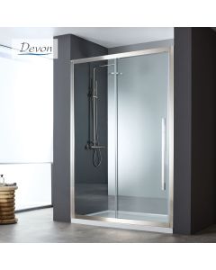 Συρόμενη πόρτα καμπίνας ντουζιέρας Noxx 160 ύψους 200εκ.  ρυθμιζόμενη από 157 έως 159εκ. Devon Clean Glass AISI304 Inox SLN160C-111