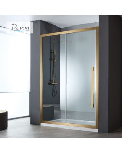 Συρόμενη πόρτα καμπίνας ντουζιέρας Noxx 160 ύψους 200εκ.  ρυθμιζόμενη από 157 έως 159εκ. Devon Clean Glass AISI304 PVD Bronze Brushed SLN160C-221
