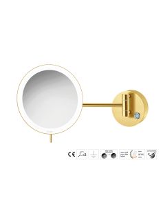 Sanco LED Cosmetic mirrors Μεγεθυντικός καθρέπτης x3 με LED PVD χρυσό ορείχαλκο βουρτσιστό MRLED-705-PVD-02BR