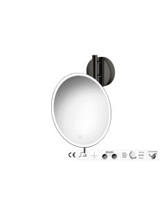 Sanco LED Cosmetic mirrors Μεγεθυντικός καθρέπτης x5 με LED PVD gun metal γυαλιστερό MRLED-764-PVD-05PL
