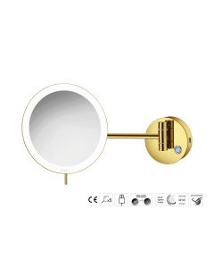 Sanco LED Cosmetic mirrors LED Καθρέπτης μεγεθυντικός x3 usb charging PVD χρυσό ορείχαλκο γυαλιστερό MRLED-905-PVD-02PL