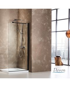 Διαχωριστικό κρύσταλλο ντουζιέρας Walk-in 70 ρυθμιζόμενo από 67 έως 69εκ. ύψους 185, Devon Clean Glass Black Matt WD70C-400