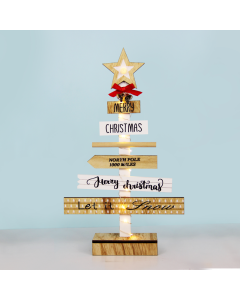 "WOODEN CHRISTMAS TREE" 10 MINI LED WW Λ/ΚΙΑ ΜΠ/ΡΙΕΣ (2AA) IP20 22.5X5X38CM ACA X05121120