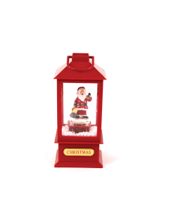 "PLASTIC SNOWY MUSIC SANTA LANTERN", 2 MINI LED ΛΑΜΠΑΚ. WW, ΜΠΑΤ. (3ΑAΑ),IP20, 10Χ10Χ20CM ACA X0721106B
