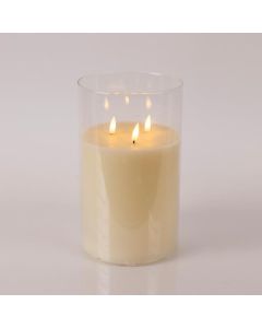 ΚΕΡΙ ΜΠΑΤΑΡΙΑΣ, ΜΕ 3 ΦΛΟΓΕΣ ΚΑΙ ΓΥΑΛΙ, ΙΒΟΥΑΡ, ΜΕ ΧΡΟΝΟΔΙΑΚΟΠΤΗ, 15x25cm Eurolamp 147-15136