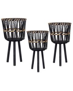 S/3 ΚΑΛΑΘΙΑ ΨΑΘΙΝΑ ΜΑΥΡΟ 37x37x65.5cm/ 32x32x57.5cm/ 27x27x47.5cm Eurolamp 819-00358