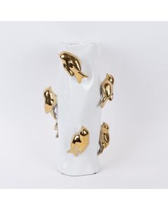 ΒΑΖΟ ΚΕΡΑΜΙΚΟ ΛΕΥΚΟ - ΧΡΥΣΟ 19.5x19.5x38.5cm Eurolamp 752-20408