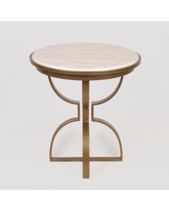 ΤΡΑΠΕΖΙ ΜΕΤΑΛΛΙΚΟ  ΧΡΥΣΟ - ΛΕΥΚΟ 50x50x52cm Eurolamp 750-39559
