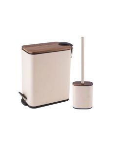 Σετ Κάδος Απορριμμάτων 5L Μεταλλικός Μπεζ και Πιγκάλ MRShome DS-9122B00