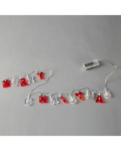 ΣΕΙΡΑ, 14 LED 5mm, 'MERRY CHRISTMAS' ΜΕ ΚΟΚΚΙΝΑ & ΑΣΠΡΑ ΓΡΑΜΜΑΤΑ, ΜΠΑΤΑΡΙΑΣ 2xAA, TIMER,  ΔΙΑΦΑΝΟ PVC ΚΑΛΩΔΙΟ, ΘΕΡΜΟ ΛΕΥΚΟ LED ΑΝΑ 8cm, ΠΡΟΕΚΤΑΣΗ ΠΑΡΟΧΗΣ 30cm, IP20 Eurolamp 600-03241