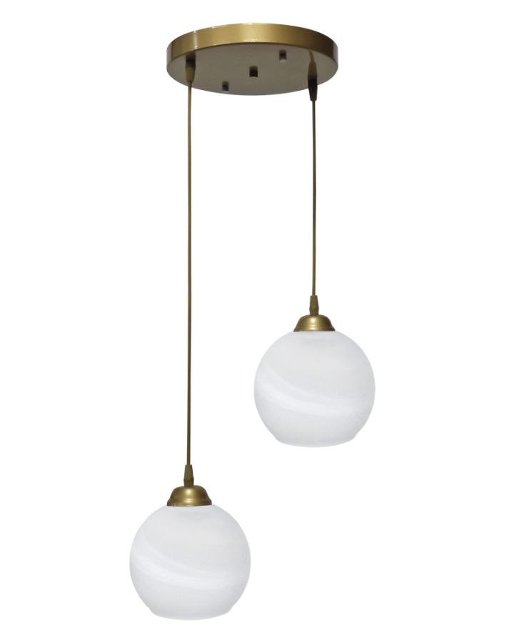 Κρεμαστό φωτιστικό ανισόπεδο GL-6040/2L PENDEL GOLD-WHITE Heronia 02-0505