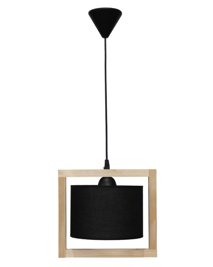 HKF-03 1L WOOD ΜΑΥΡΟ-NATURAL ΚΡΕΜΑΣΤΟ Ε/27 ΞΥΛΟ-ΑΜΠΑΖΟΥΡ Heronia 14-0213