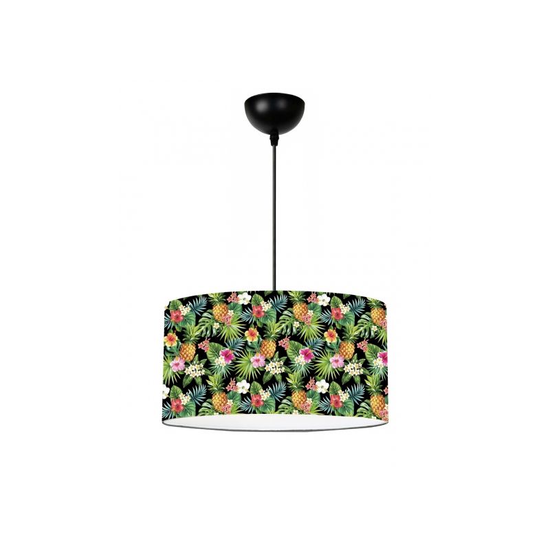 Φωτιστικό Κρεμαστό Ø38xH70 1xE27 Led Αμπαζούρ Κυλινδρικό Πολύχρωμο HK-23 1L Jungle C Heronia 14-0254