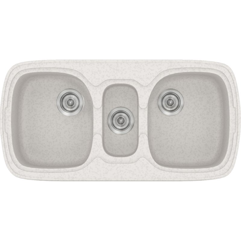 Νεροχύτης Κουζίνας Συνθετικός 97x51cm Ένθετος σε ερμάριο 100cm τρεις γούρνες Sanitec Classic 303-14-Metallic-Ice 