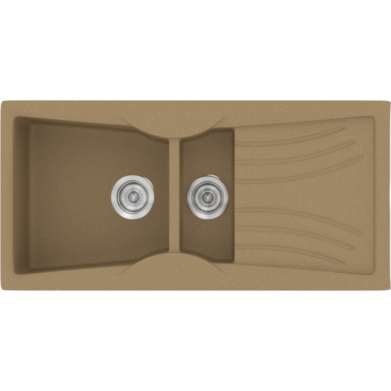 Νεροχύτης Κουζίνας Συνθετικός 104x51cm Ένθετος Eρμάριο 70cm Sanitec Classic 329-16-Metallic-Coffee